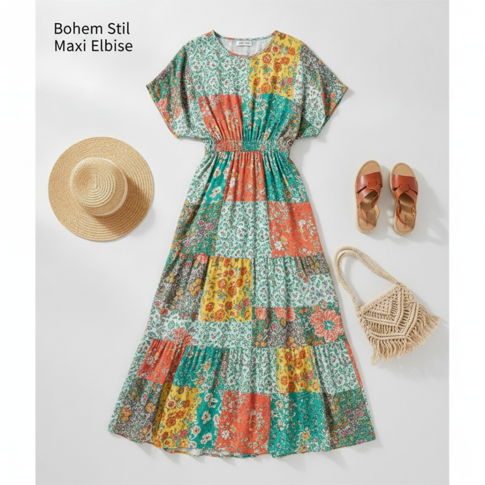 Bohem Stil Maxi Elbise